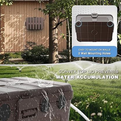 Flemoon Outdoor Electrical Box Waterproof, IP54 Waterproof Extension Cord Cover, Protect Outlet, Plug, Socket, Timer, Power Strip, Holiday Light, Large Weatherproof Connection Box, Brown