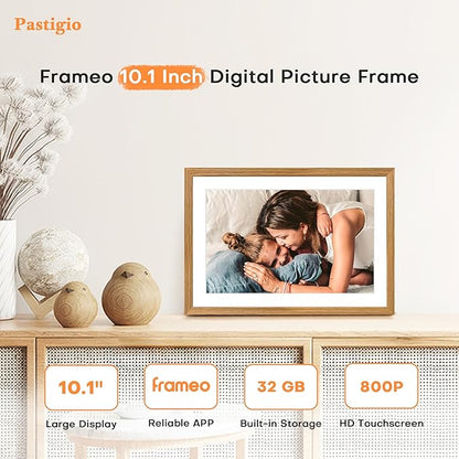 Digital Picture Frame Frameo, 10.1 Inch Digital Photo Frame WiFi, Electric Slideshow Frame 1280 * 800IPS Touch Screen, Auto-Rotate, Share Videos Pictures, 32GB Memory, Gifts for Mom