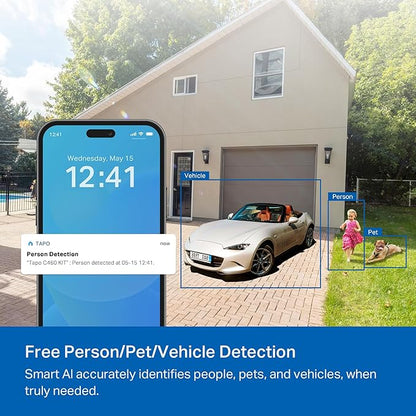 Tapo MagCam 4K Solar, 4K Ultra HD Outdoor Wireless Battery Camera w/Solar Panel – 24/7 Capture, Free Person/Vehicle Detection, Starlight Color Night Vision, Works w/Alexa & Google Assistant