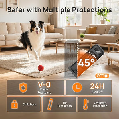 Space Heaters for Indoor Use, Smart Portable Electric Heater with Thermostat, WiFi and Voice Control, 12H Timer, 4 Modes, 36dB 1500W PTC Ceramic Safety Heat for Office Bedroom Home 1Pack Black