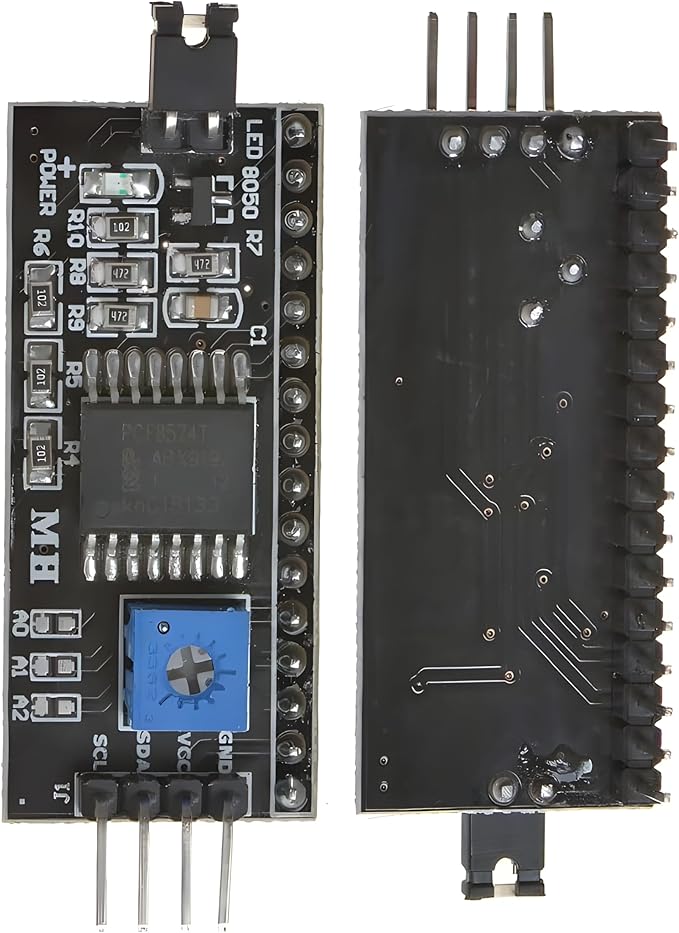 5Pcs PCF8574T I2C IIC Expansion Board Converter Module, Support LCD1602 LCD2004 Blue Backlight LCD Display Adapter Plate, with Integrated Circuits, for Arduino Robot UNO R3 MEGA DIY