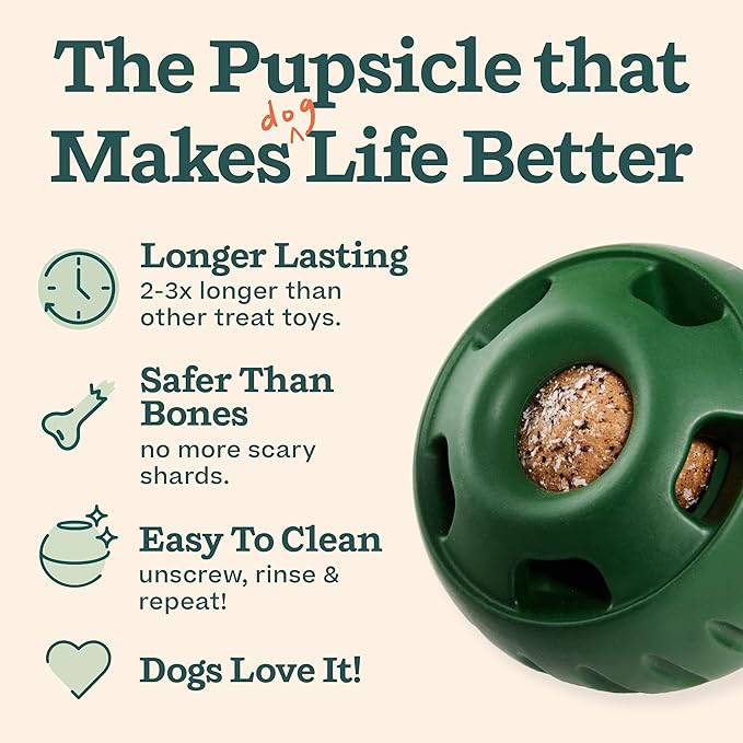 WOOF Starter Pack - Interactive Dog Toys for Boredom - Dog Treat Molds Silicone - Chicken-Flavored Healthy Treats for Dogs - Pupsicle Doggy Enrichment Toy - for Large Pups - 25-75 lbs