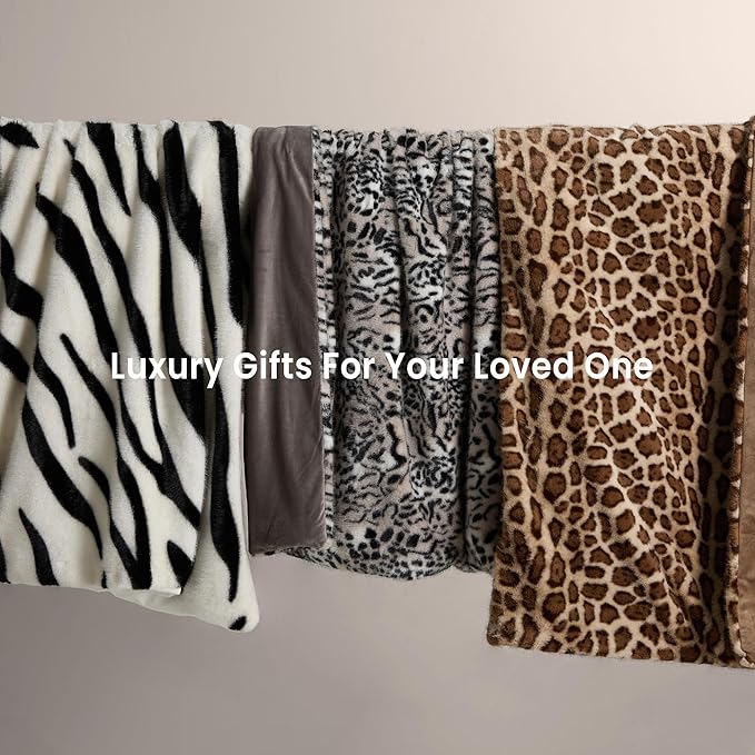 Luxury Faux Fur Heated Blanket Electric Throw - Zebra Print Ultra Soft Thick Warm Heated Blanket, 6 Heating Levels & 12 Hours Auto-Off, ETL Certified, Washable, Luxurious Gifts, 50''x60''