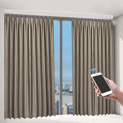 Xuthusman Smart Electric Curtains Track，Automatic Curtain Opener, Motorized Curtains Rod With Remote，Electric Curtain Rail for Home Automation Compatible