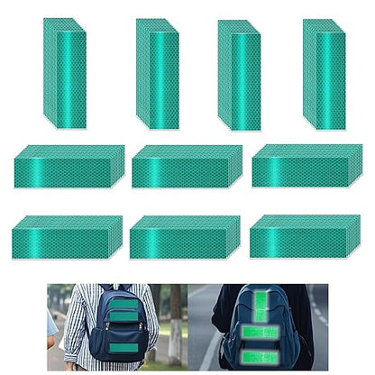 Non Fading Green Reflective Stickers 2 inch X 6 inch, Outdoor Waterproof High Visibility Warning Safety Adhesive Reflector Tape (100 Pcs)