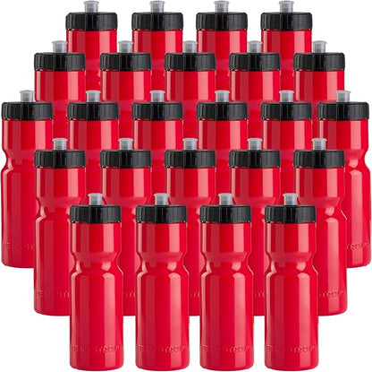 50 Strong Sports Water Bottles – Reusable 22 oz BPA-Free Plastic Bottles with Pull Top Cap – Made in USA – Top Rack Dishwasher Safe – Fits Most Bike Cages Brand