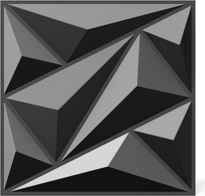 INMOZATA 3D Wall Panels for Interior Wall Decor, 33 Pack 12 x 12 Inch Decorative Wall Panels Diamond 3D Textured Accent Panel for TV, Gaming Living Room, Bedroom Background(Black)