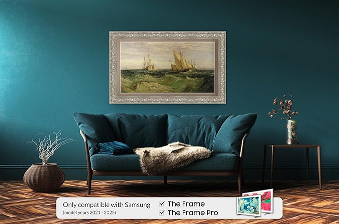 Tuscan Pearl 75" Premiere Deco TV Frame - Compatible ONLY with Samsung The Frame TV and Pro TVs (Fits 2021-2025, LS03A, LS03B,LS03C,LS03D,LS03FA,LS03FW)