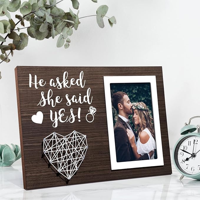 Engagement Wedding Gifts for Couples: Boyfriend & Girlfriend, Romantic Picture Frame - 4x6 Photo