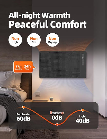 Energy Efficient Mica Infrared Space Heater for Large Room Indoor Use, Smart WiFi Wall Mounted or Portable Panel Heater, Fast Heating, Quiet, White