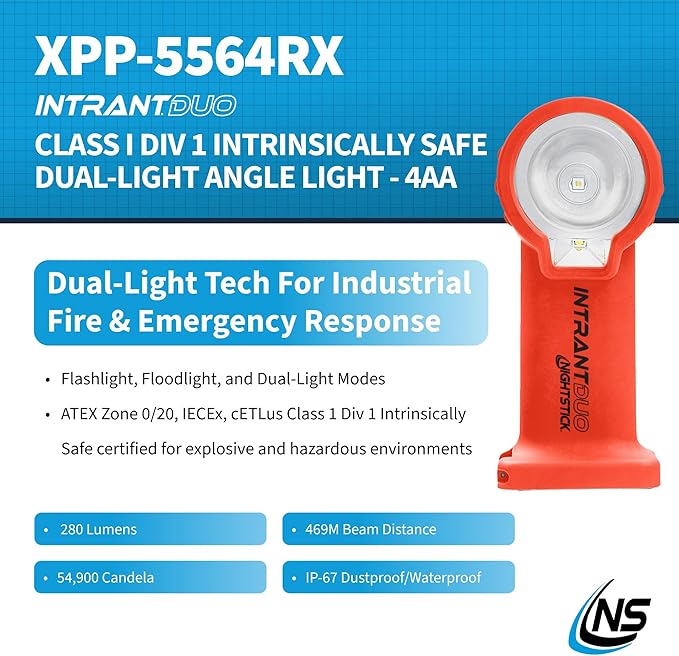 Nightstick XPP-5564 Intrant® Duo Intrinsically Safe Turbo Dual-Light Angle Light - 4 AA
