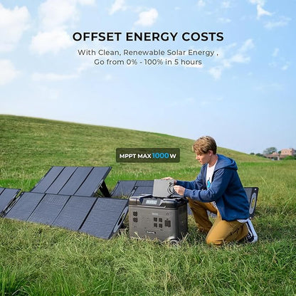 OUKITEL 5120Wh Portable Power Station with 4x200W Solar Panel (2025 NEW), P5000 Pro Solar Generator Large Capacity, 5*AC Outlets (6000W Peak), 1800W Fast Charging, Battery Power Station for Home Use