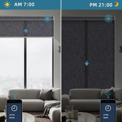 SmartWings Motorized Smart Roller Shades in Light Filtering, Electric Blinds with Remote for Windows Compatible with Alexa/Google Home/Homekit, Customized, 70% Blackout Twilight Charcoal Grey