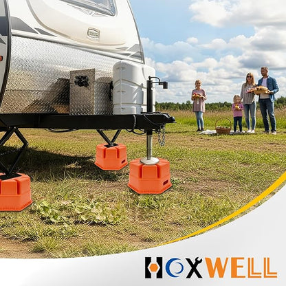 6" H Trailer Jack Block 4 Pack with Bag, 40000 lbs Capacity per Camper RV Stabilizer Blocks for Any Tongue Jack, Post, Foot, Round Square or Scissor Stabilizer, Stackable & Portable, Orange
