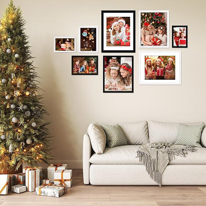 FIXSMITH 11x14 Picture Frame Set of 10, White Photo Frames Bulk with HD Plexiglass, Display Pictures 8x10 with Mat or 11x14 Without Mat, Multi Picture Frames Collage for Wall Decor