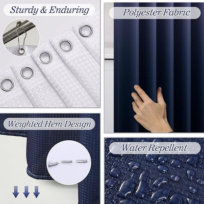 Bathroom Sets with Shower Curtain and Rugs, 27PC Bathroom Accessory Set, Blue Bathroom Set, Navy Blue Bathroom Accessories Set with Trash Can, Toilet Brush and Soap Dispensers