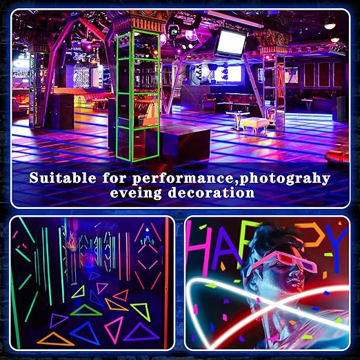 Whaline 6 Colors Neon Gaffer Cloth Tape Fluorescent Rainbow Color UV Blacklight Glow in The Dark Tapes Neon Duct Reflective Tapes for Party Supplies (1 Inch x 60 Ft)