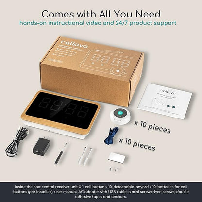 Wireless Call Light System with Call Buttons for Elderly at Home Bell for Clinic, Seniors, Assisted Living, Emergency, Wellness Center, Hospital Restaurant, Maple Wood
