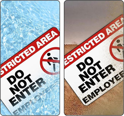 Restricted Area Sign, 3 Pack Magnetic Do Not Enter, Employees Only Signs, 10 x 7 Inch Premium Magnetic Signs, UV Protected, Waterproof, Weatherproof and Fade Resistant, Indoor & Outdoor