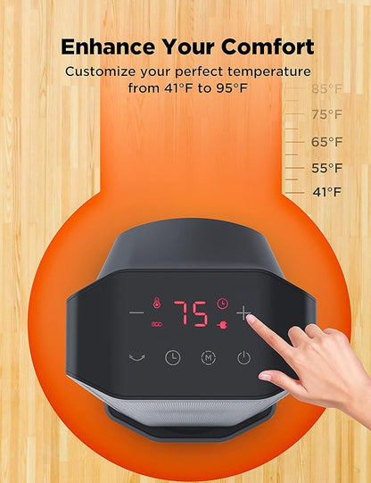 Pelonis 1500W Tower Space Heater for Indoor use in with Oscillation, Remote Control, Programmable Thermostat, Timer, Touch Screen, Tip-over Switch and Overheat Safety Protection, Black PTH21ERLBB