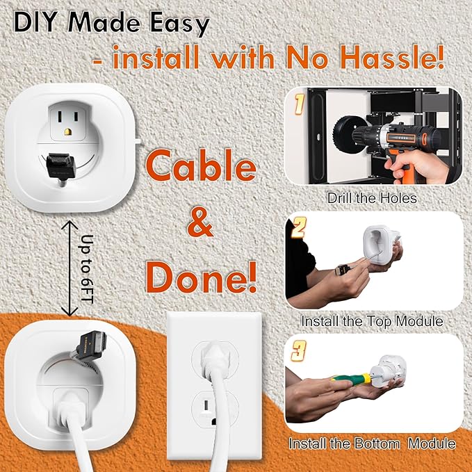 In Wall Cable Management Kit,TV Cord Hider for Wall Mounted TV& Soundbar,TV Cable Hider Wall Kit with Hole Saw Drill,Power and Low Voltage Wire Management Easy install,TV Cable Hider for a Clean House