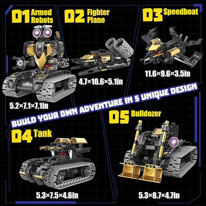 Robot Building Kit with APP/Remote Control STEM Gifts for Boys Age 6-16,Technic Coding Robotic Toys for Kids Birthday, Buildable 5in1 Models with 323+ Pieces