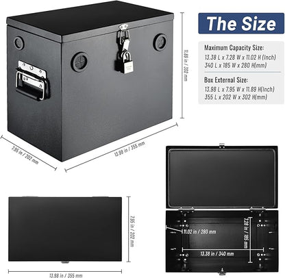 Heavy Duty Steel Battery Box for Group 27 Battery - Car/RV/Marine/Trolling Motor Relocation Kit with Lock & Sealing Gaskets