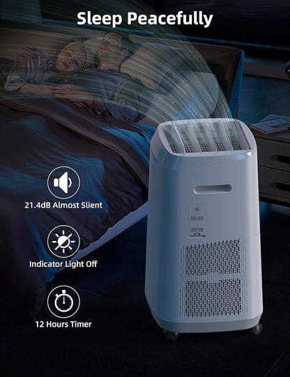 Nuwave OxyPure ZERO Smart Air Purifier, Large Area up to 2,002 Sq Ft, Dual 4-Stage Air Filtration, Adjustable 30°, 60°, 90° Vents, Washable & Reusable Filters for ZERO Waste & Replacements, White
