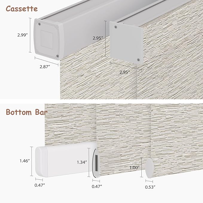 Motorized Roller Blinds with Remote, 100% Blackout Automatic Roller Shades for Bedroom, Bathroom, and Living Room, Customized Size, Pebble Grey Beige
