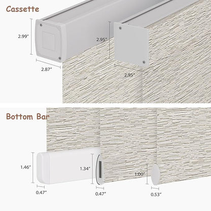 Motorized Roller Blinds with Remote, 100% Blackout Automatic Roller Shades for Bedroom, Bathroom, and Living Room, Customized Size, Pebble Grey Beige