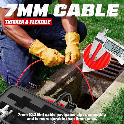 Sewer Camera, Self Leveling Drain Camera 200ft with Meter Counter, 7mm Thick Cable, 9" HD Screen 1080P Plumbing Cameras Snake with Light, 5100mAh Battery Duct Pipe Video Inspection Cam DVR 32GB