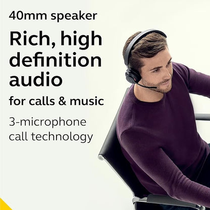 Jabra Evolve2 65 UC Wireless Headset with Link380c, Mono, Black – Wireless Bluetooth Headset for Calls and Music, 37 Hours of Battery Life, Passive Noise Cancelling Headphones