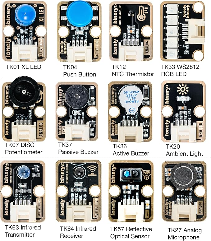 TinkerBlock ESP32-S3 Starter Kit – 16MB Flash ESP32-S3 WiFi & Bluetooth Development Board, S3 Expansion Board, 12 Plug-and-Play Modular Sensors – Compatible with Arduino IDE & ESP-IDF