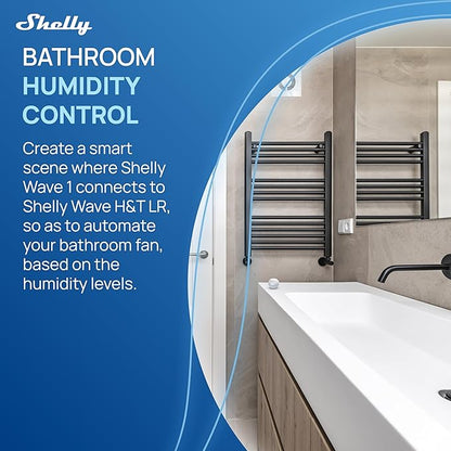 Shelly Wave H&T US White US LR, Z-Wave Long Range Indoor Smart Temperature & Humidity Monitor, Compatible with Alexa, Google Home, SmartThings, Home Assistant, Free Data Storage, Remote Monitoring