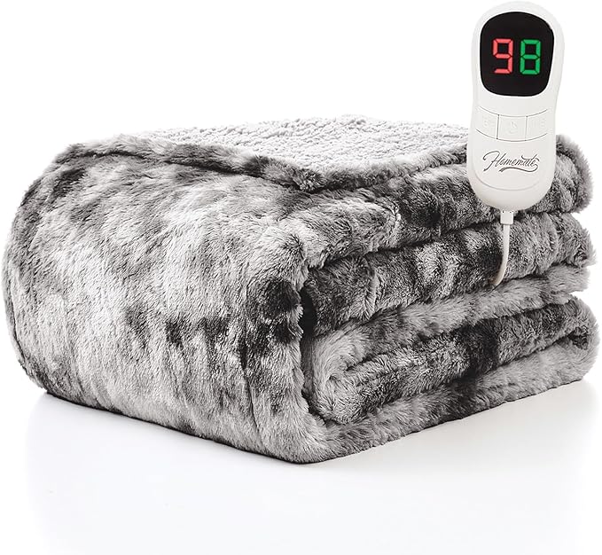Homemate Electric Heated Blanket Full Size - 72"x84" Heating Blanket Full Size 1/2/4/6/8 Hours Auto-Off 10 Heat Level Over-Heat Protection Luxury Faux Fur Sherpa ETL Certification