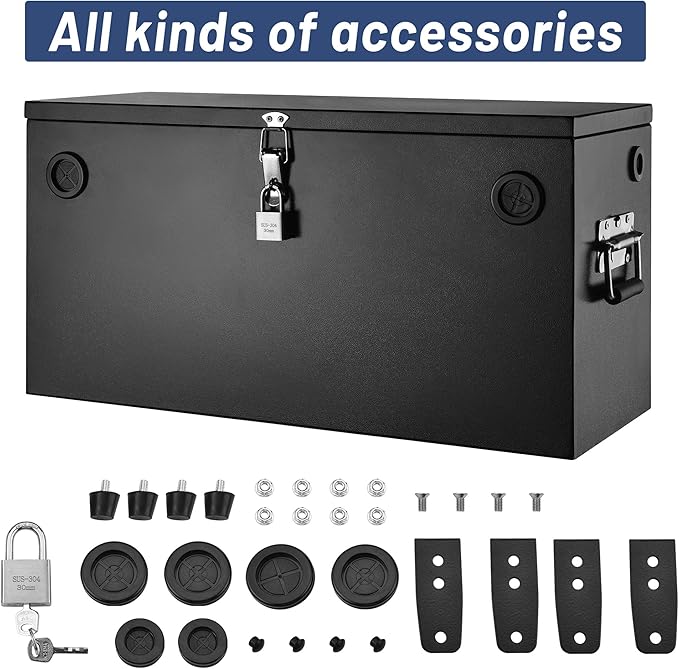 Steel Battery Box for Car, RV, Marine & Trolling Motor – Dual Battery Relocation Kit with Lock and Sealing Gaskets