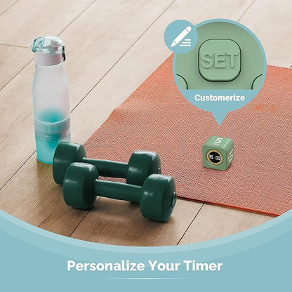 KADAMS Pomodoro Cube Timer Productivity Visual Timer - 5/10/25/50 Min Rotating Countdown (Green)