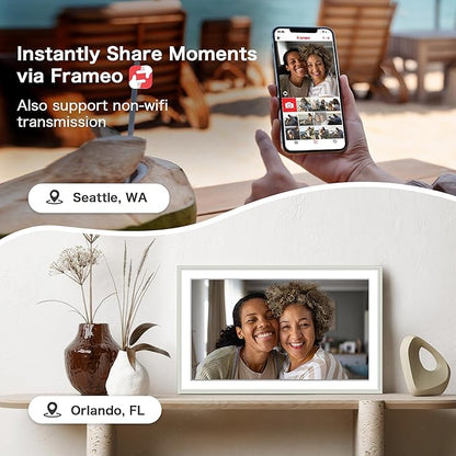 Frameo 15.6 Inch Digital Picture Frame - Large WiFi Electronic Photo Frame with 32GB Storage, 1920x1080 FHD IPS Touch Screen, Wall-Mountable & Tabletop Display, for Women & Mom, Grey