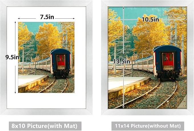Golden State Art, 11x14 Picture Frame with Mat for 8x10 - High Definition Glass Wall Mounting Horizontal Vertical Display (Silver, 2 Pack)