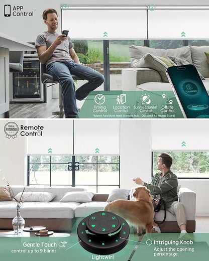 Yoolax Motorized Blinds with Remote, Blackout Smart Blinds for Windows Motorized Roller Shades, Automatic Window Shades Compatible with Alexa Custom Size (Blackout-Pure White)