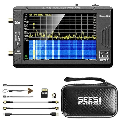 SEESII TinySA Ultra+ ZS406 5.4GHz Spectrum Analyzer with Hard Case: 4 inch Portable RF Test Kit with EVA Waterproof Shockproof Protective Shell for Ham Radio, Field Testing, V0.4.6.1