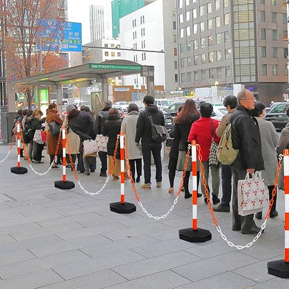 Amylove 9 Packs Traffic Delineator Post Cone with Base, Traffic Cones Safety Cones Caution Cones Plastic Stanchion Chain Safety Barriers with 6.6 Feet Link Chain and S Hooks for Parking Lot (Orange)