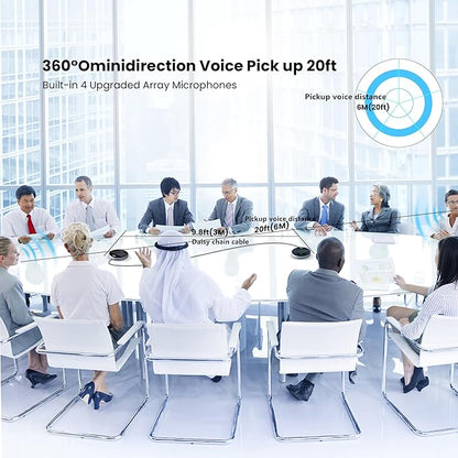 TONGVEO 2-in-1 Conference Speaker and Microphone, Daisy Chain Wireless Bluetooth Speakerphone with 360° omnidirectional mics USB/Dongle/Bluetooth Connection 18H Talk Time for 15-30 People Meeting