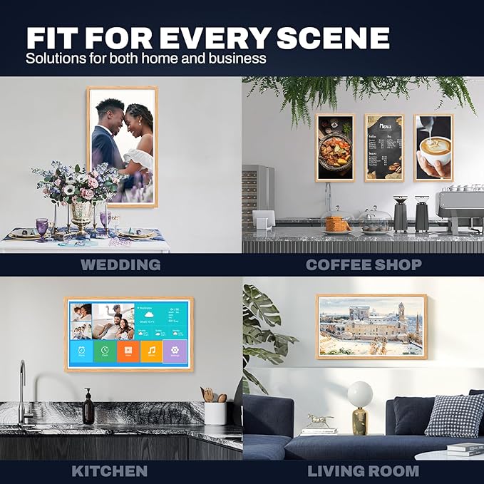 32 Inch FHD Extra Large Digital Picture Frame Touchscreen, 64GB FHD IPS WiFi Digital Photo Frame Remote, Share Photo/Video via Apps, Email, Auto-Rotate,Wood Pattern