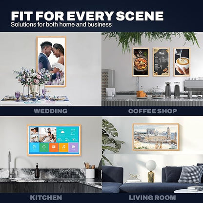 32 Inch FHD Extra Large Digital Picture Frame Touchscreen, 64GB FHD IPS WiFi Digital Photo Frame Remote, Share Photo/Video via Apps, Email, Auto-Rotate,Wood Pattern