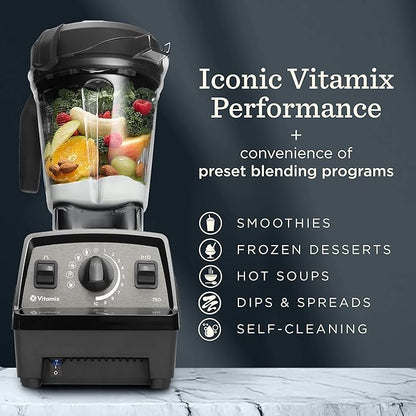 Vitamix Propel Series 750 Blender with Four Blending Programs, Self-Cleaning Program, Professional-Grade Blender for Smoothies, Soups and More, Stainless-Steel Blades, 64 Oz Container, Black