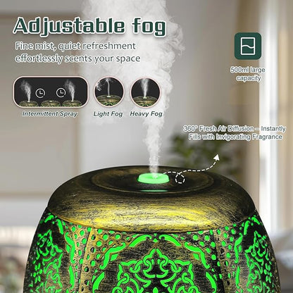 Essential Oil Diffuser for Home 500ML, Aromatherapy Diffusers for Essential Oils Large Room with Cool Mist Humidifiers for Bedroom 7 Colors Changed & 3 Mist Mode Automatic Shut-Off