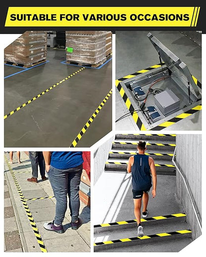 Avery Dennison Safety Floor Tape 2 Inch x 108 FT, Heavy-Duty PVC Forklift-Resistant, High-Visibility Reflective for Warehouse/Factory/Parking, Black & Yellow, ROHS/Reach Certified (1 Roll)
