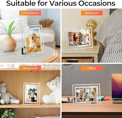 4x6 Picture Frames Set of 2, Desktop Clear Glass Photo Frame Horizontal or Vertical Display for Landscape, Portrait, Wedding, Pet Photos