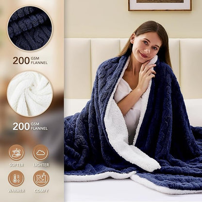 Homemate Electric Heated Blanket Full - 72"x84" Heating Bed Blankets Throw with 10 Heating Levels 8 Hours Auto Off Fast Heating Over-Heated Protection Ultra Soft Warm Flannel ETL Certified